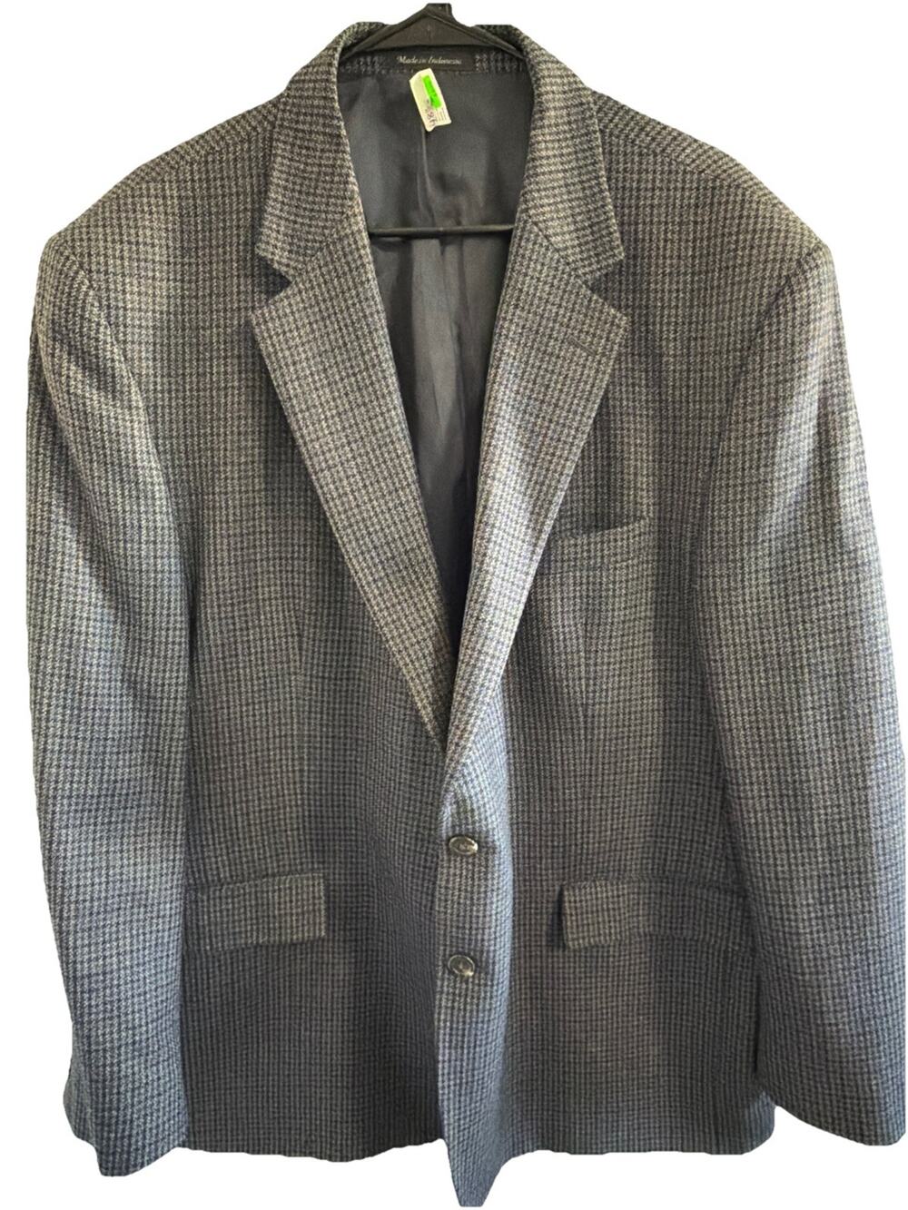 Chaps Blazer Men's 48R Gray Check 100% Lambswool Sport Coat Jacket AS-IS